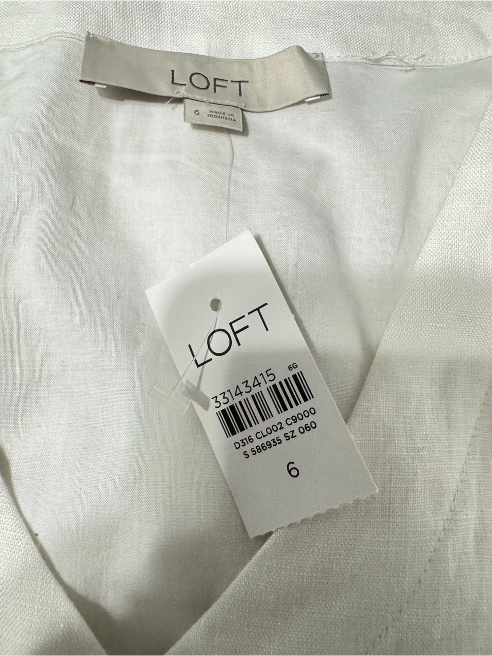 LOFT 100% Linen White Puff Sleeve Button Front Mini Dress Size 6 NWT - Picture 7 of 12